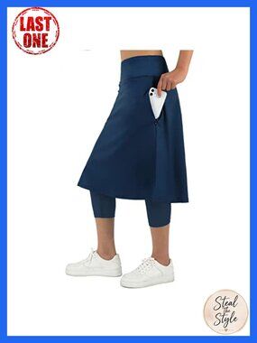 Long Skirted Leggings with Pockets Moisture Wicking High Waist